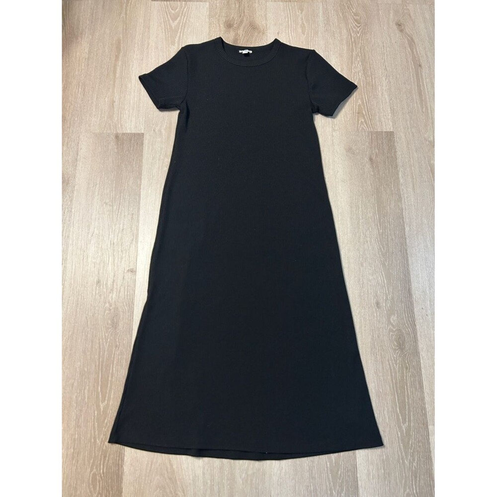dip Black Short-Sleeve Crewneck Midi Maxi Style T Shirt Dress Sz Small